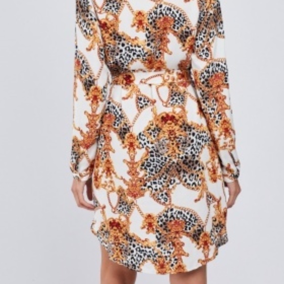 Animal Chain Print Shirt Dress - Picture 4 of 5